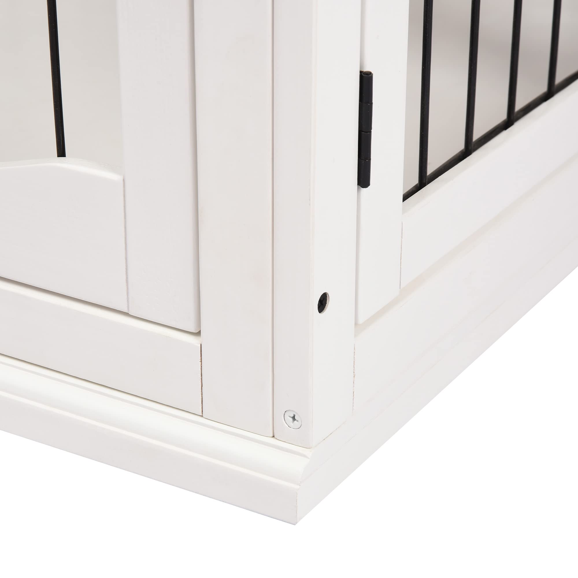 PawHut Jaula para Perros de Madera con Superficie de Mesa 2 Puertas y Rejillas de Metal 81x58,5x66 cm Blanco