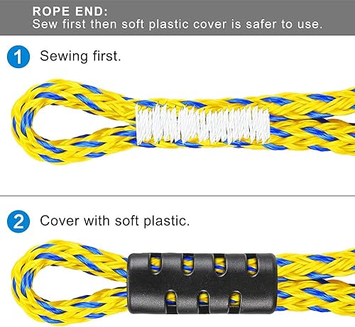 Miniatura 5 de Dolibest Heavy Duty Tow Rope for Tubing Connector, Towable Quick Connector, Tow Rope for Water Sport with Stainless Steel Hook (360Rotation) 20 inch