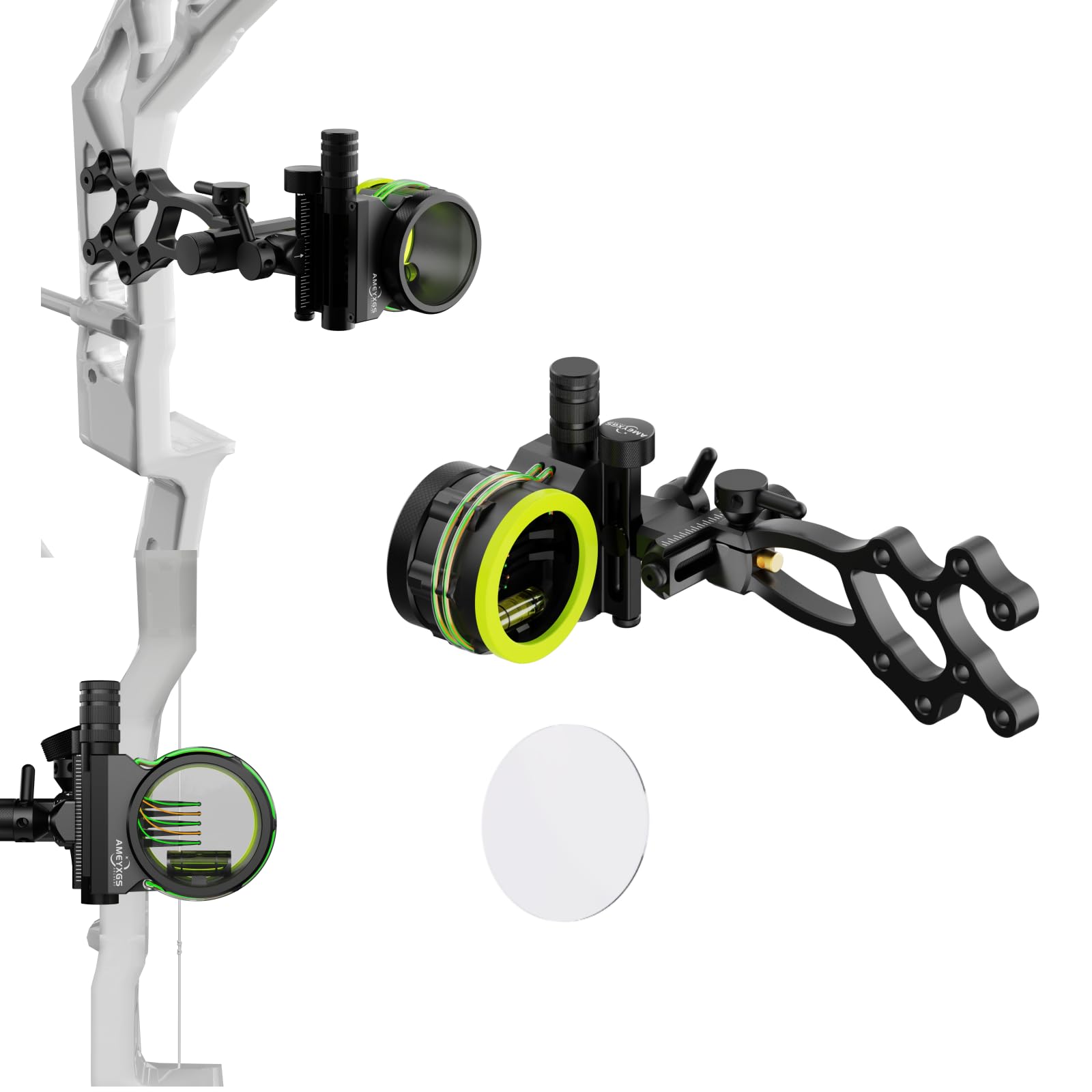 S2 5 Pin Micro regolabile Compound Bow Sight, fibra ottica senza