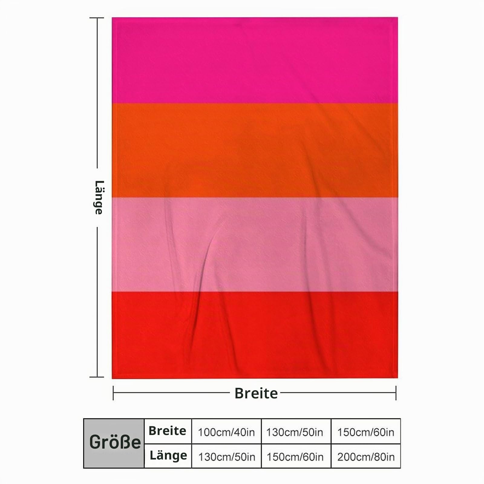 Weiche, gemütliche Überwurfdecke, Streifen in Pink und leuchtendem Orange, waschbar, leichte Decke für Couch, Sofa, Bett, Büro, warme Plüschdecken für alle Jahreszeiten, 152,4 x 203,2 cm