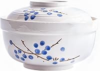 Vista 10 de Tazones de cerámica para ramen con tapas, cuenco de fideos instantáneos de porcelana grande japonesa con tapa para sopa, arroz y gachas de avena