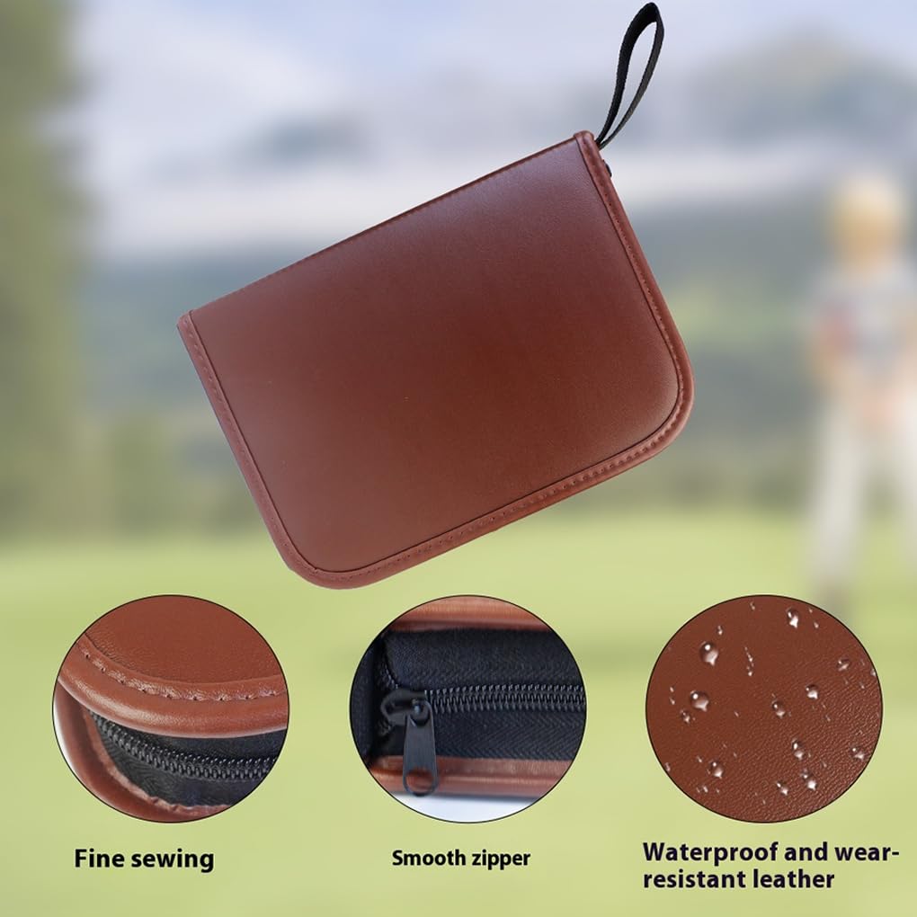 Golf Geschenkset für Männer, Organizer Tasche mit Golfbällen, Entfernungsmesser, Tees, Spikes, Klemme, PU Golf Zubehör Set, Vatertag