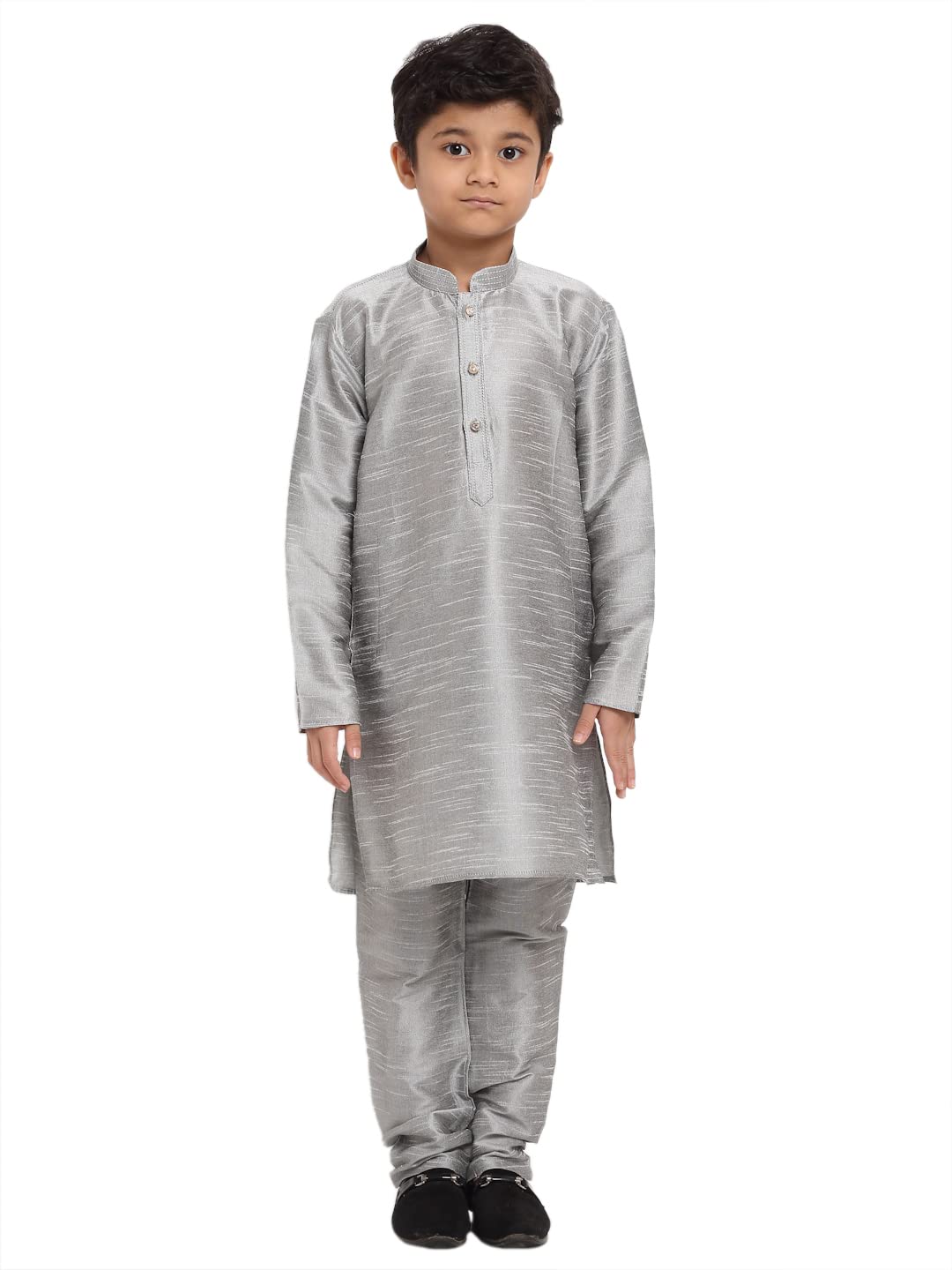 Boys Duppion Silk Kurta Churidar Set-image-30