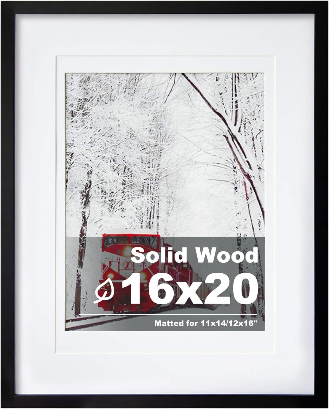 Egofine 16x20 Solid Wood Picture Frame, Made of Solid Wood Covered by Plexiglass 11x14/12x16 with Mat 16x20 without Mat, Poster Frame for Wall Mounting Photo Frame Vertically or Horizontally, Black Black 16x20