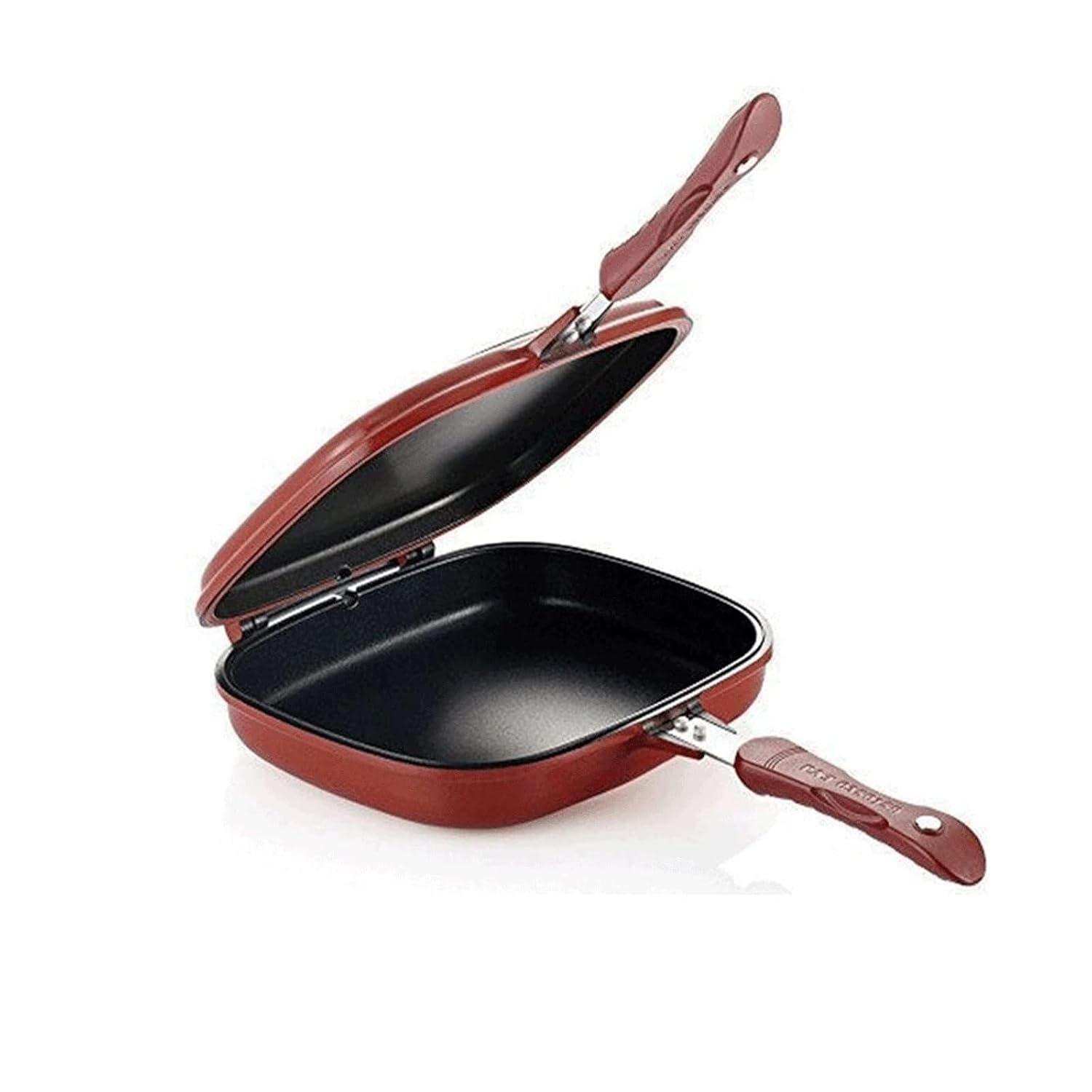 28cm Double-Sided Red Barbecue Omelette Pan Square Frying Pan with Ceramic Coating for Grilling Frying and Baking Kitchen