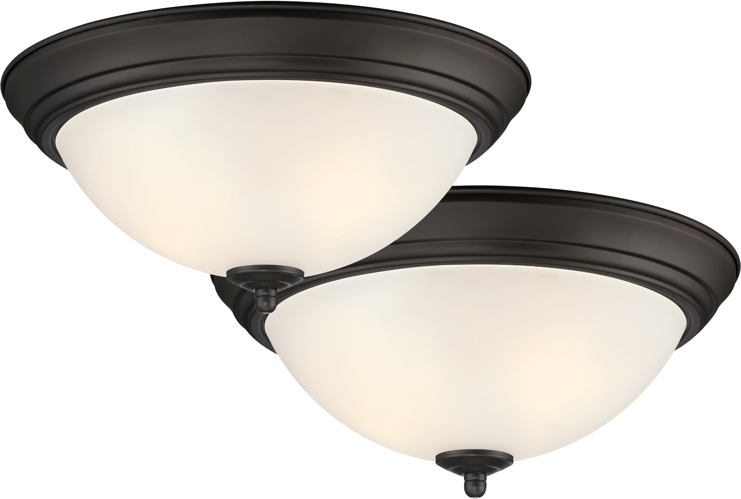 Designers Fountain Flush Mount Ceiling Light, 11 Inch Frosted Glass Lighting Fixture for Kitchen, Bedroom, Bathroom, and Hallway, LED Bulbs not Included, Oil Rubbed Bronze