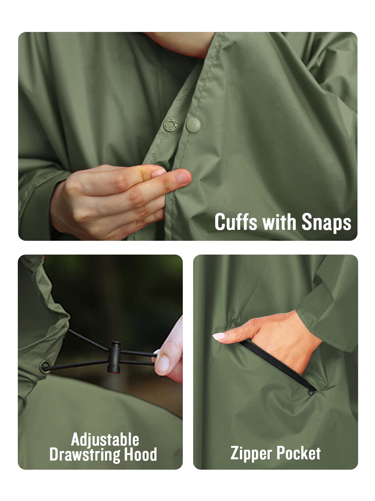 SaphiRose Poncho de pluie imperméable à capuche pour hommes et femmes, pour adultes