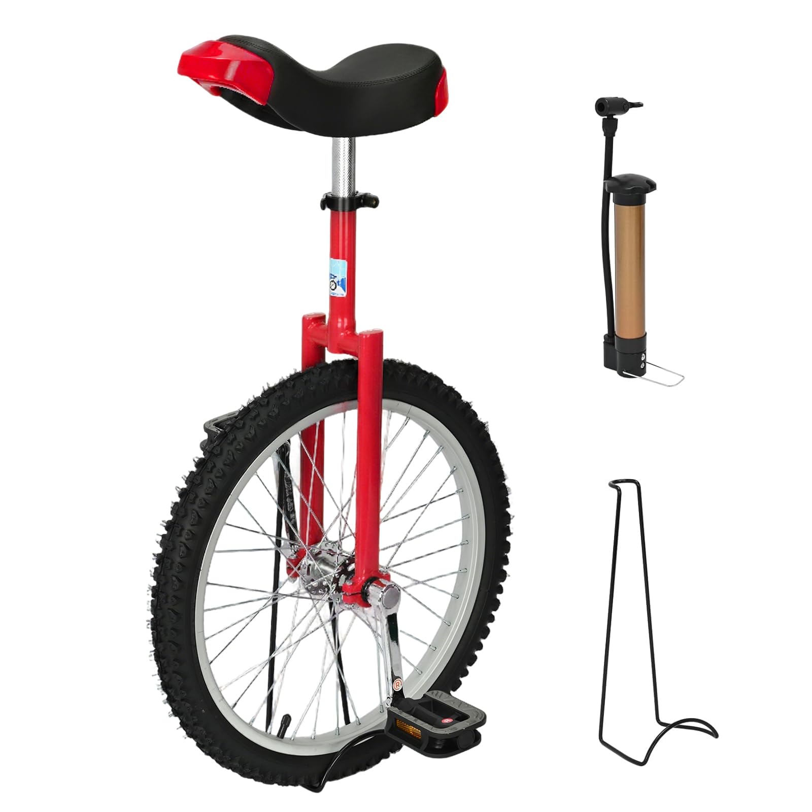 Nisorpa Unicycle 20 inch Single Wheel Unicycle Adjustable Height with Non-slip Tire, Easy Assembly, Ideal for Children & Adults Balance Exercise Fun Bike Cycling, Red