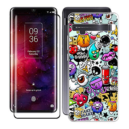 KJYF para TCL 10 Pro Funda + Vidrio Templado Película, Transparente Case Anti-Arañazos Silicona TPU Caso Cover y Cristal Templado para TCL 10 Pro (6.47') - XS40