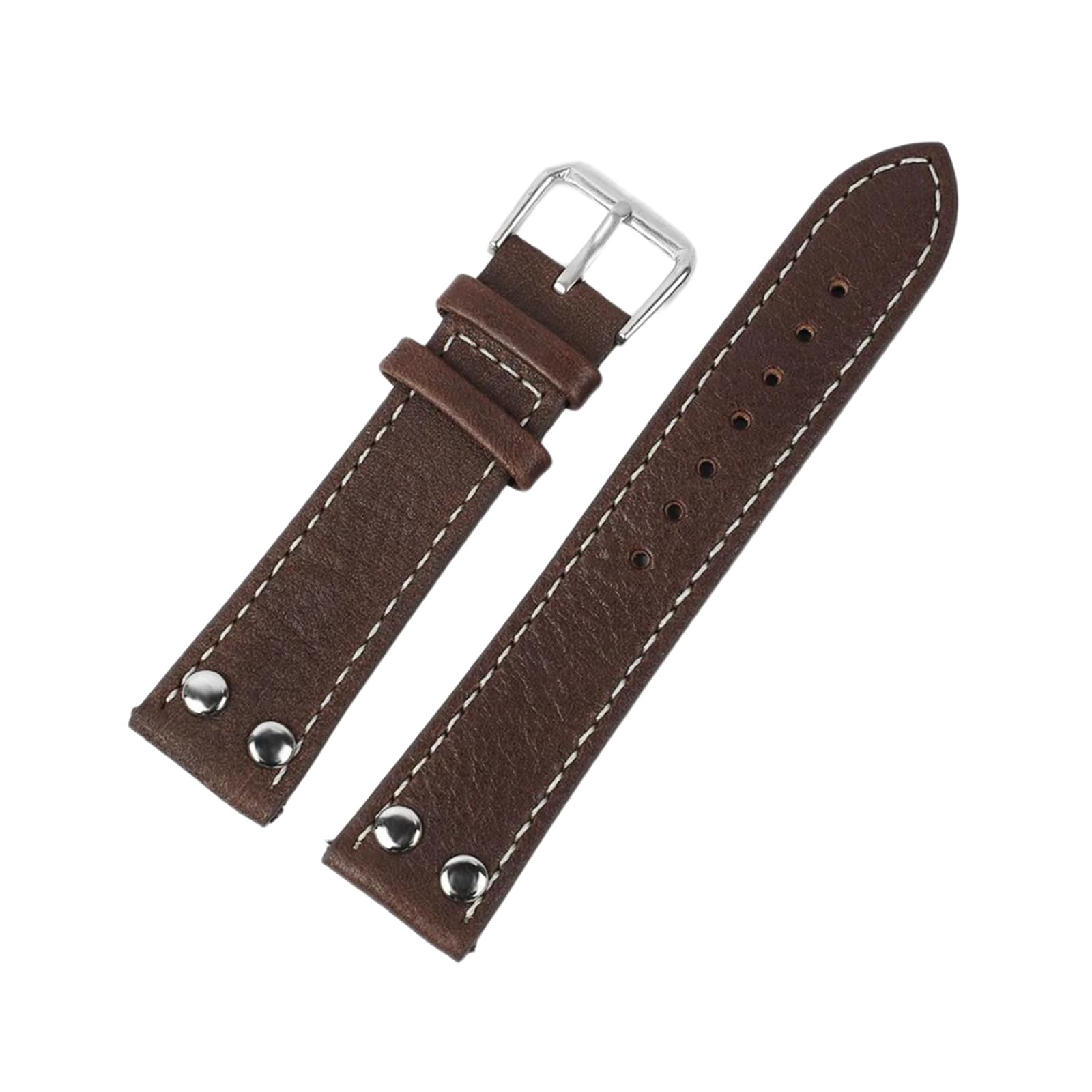 XUXUX Watch straps,18/19/20/21/22/24mm Men Women Lychee Grain Genuine Leather Watch Strap with Rivet Decoration and Quick Release Spring Pin(Coffee,20mm)