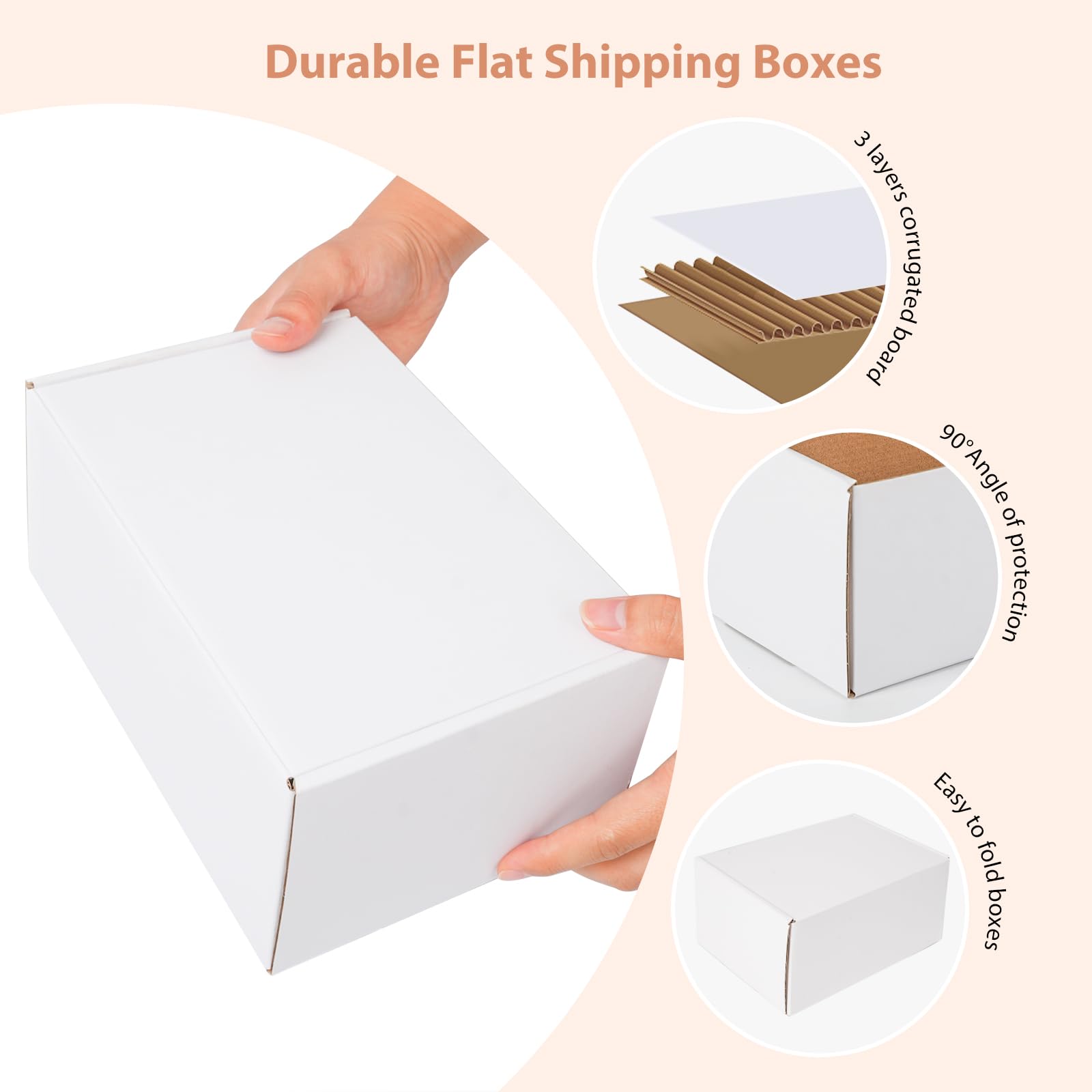 Cajas de envío blancas de 9 x 6 x 4 pulgadas, paquete de 25 cajas de cartón reciclado resistentes para embalaje de cajas de regalo de pequeñas empresas, suministros de mudanza para el hogar