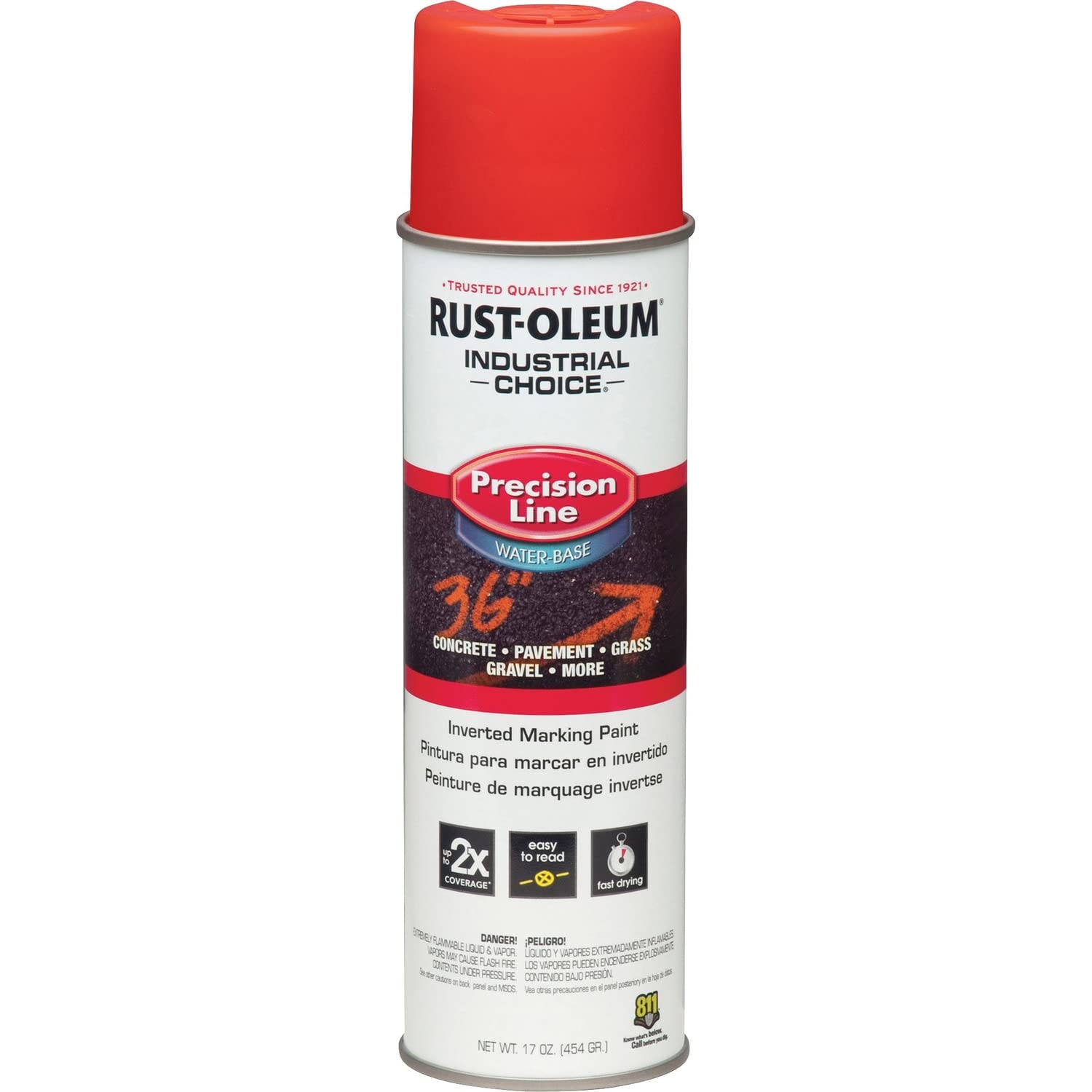 Rust-Oleum 203038 M1800 System Precision Line Inverted Marking Spray Paint, 17-Ounce, Safety Red