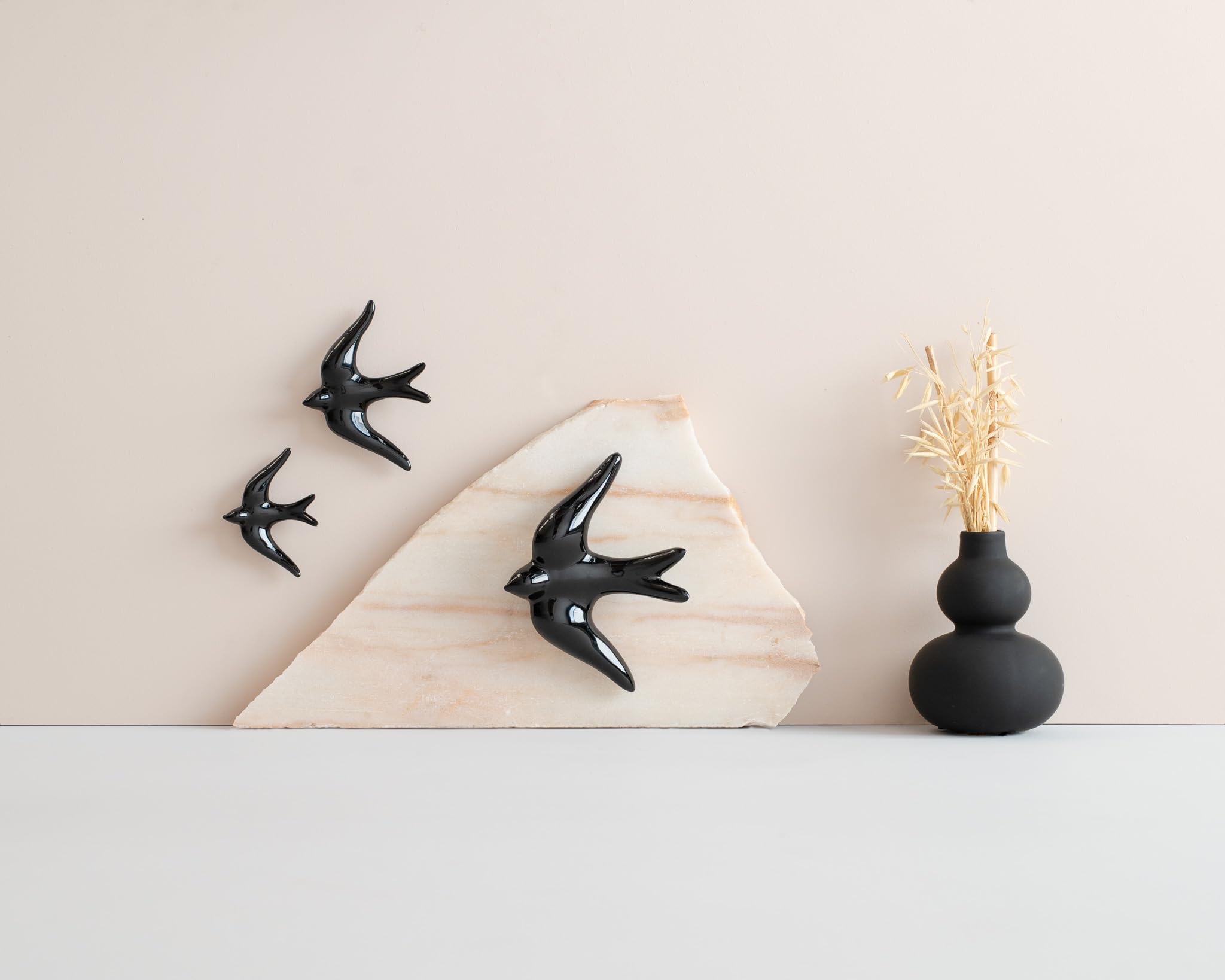 Life in a bag Set of 3 Ceramic Birds Swallows for Wall and Home Decoration Handmade Ceramic Hanging Ornaments - Image 2