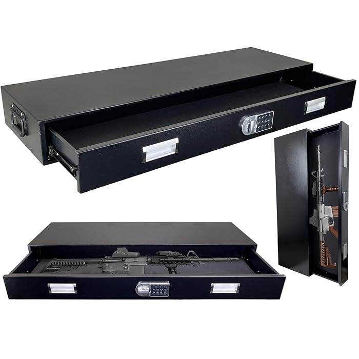 Buy POCHAR Under Bed Gun Safe Drawer for AR Rifle Long Storage Case