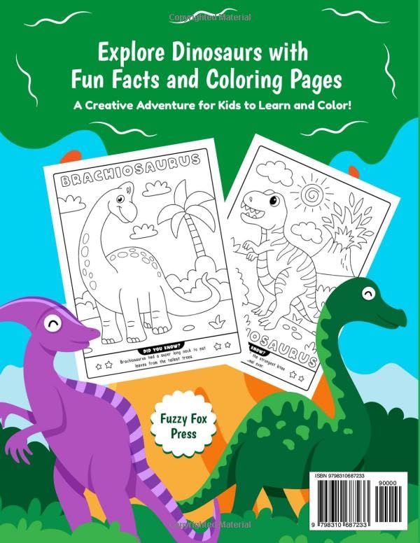 Dinosaur Coloring Book With Fun Facts For Kids: 50 Cute and Adorable Dinosaur Illustrations for Kids Age 3+ (Dinosaur Coloring Book for Kids) - Image 2