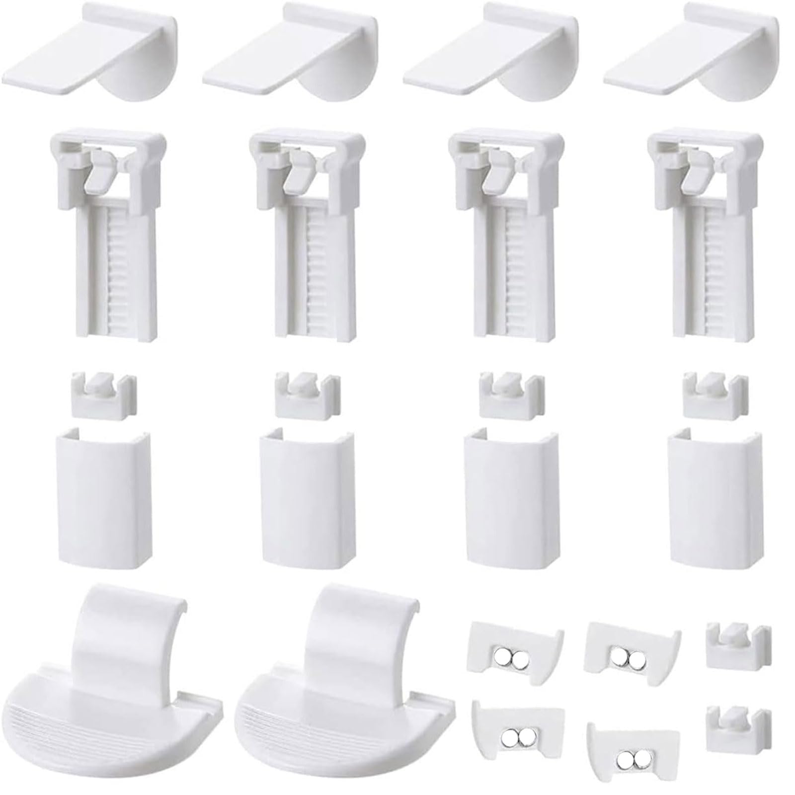 Lot de 4 supports de serrage de rechange pour store plissé avec 2 bouchons de 2 mm, support Ancable, montage sans perçage, convient pour stores plissés avec quatre cordons de serrage, motif Lot de 4 supports de serrage de rechange pour store plissé avec 2 bouchons de 2 mm, support Ancable, montage sans perçage, convient pour stores plissés avec quatre cordons de serrage, motif