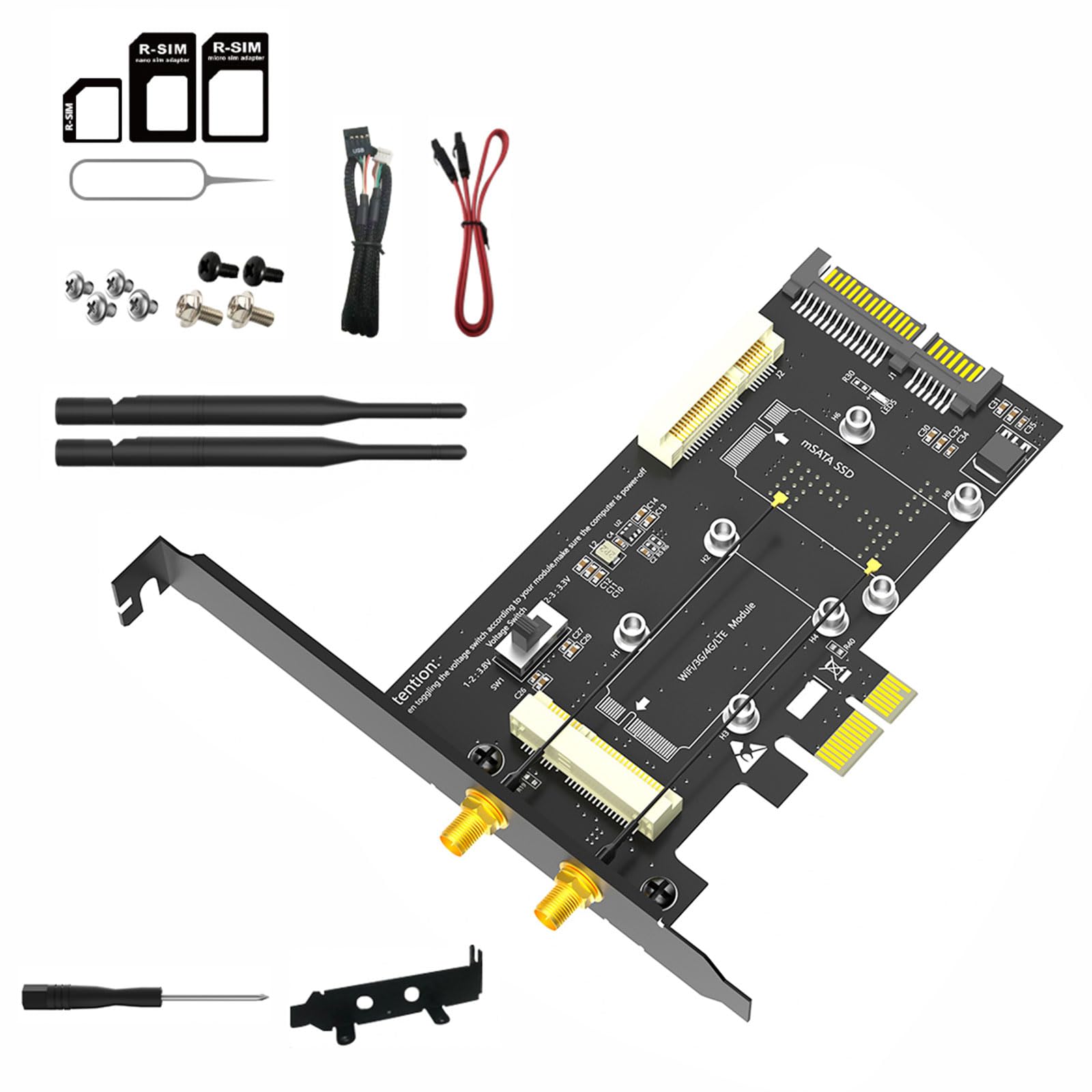 Efficient PCIE to PCIE 1x MSATA to SATA3 Adapter Card for Seamless Computer Integration
