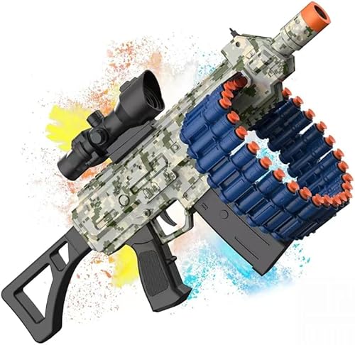 Juguete eléctrico automático con alcance, JakMean Toy Blaster con 30 clips de dardos y 100 dardos de espuma, juegos de disparos al aire libre,