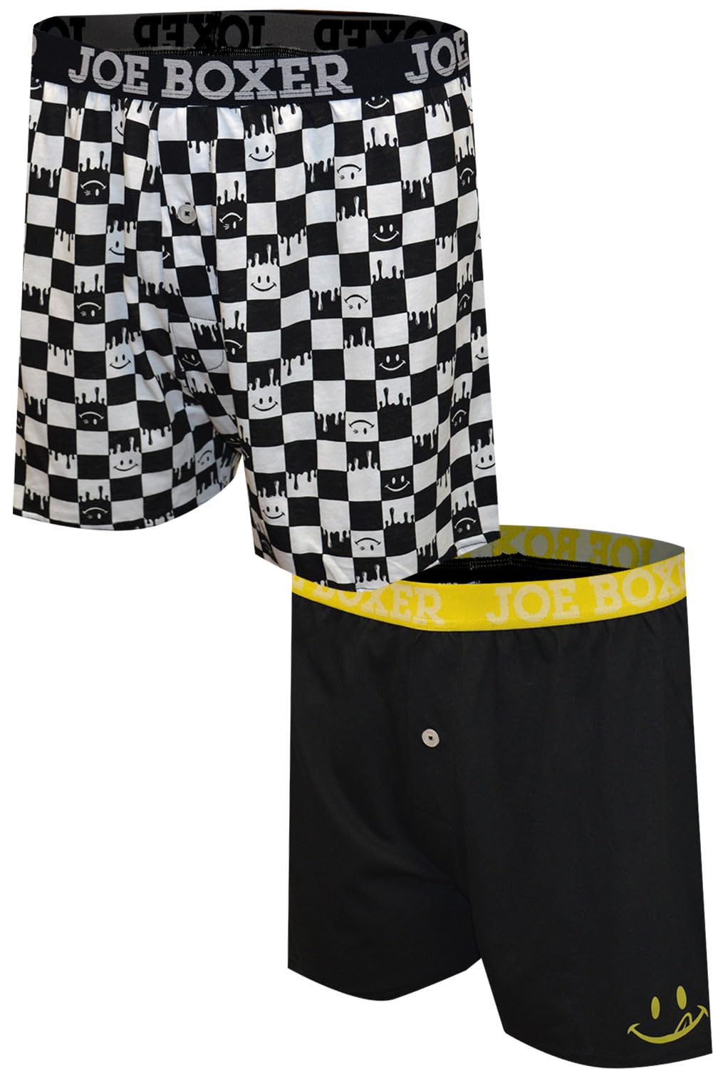 Joe BoxerMens Black and White Checkerboard 2 Pack Boxer Shorts (Small)