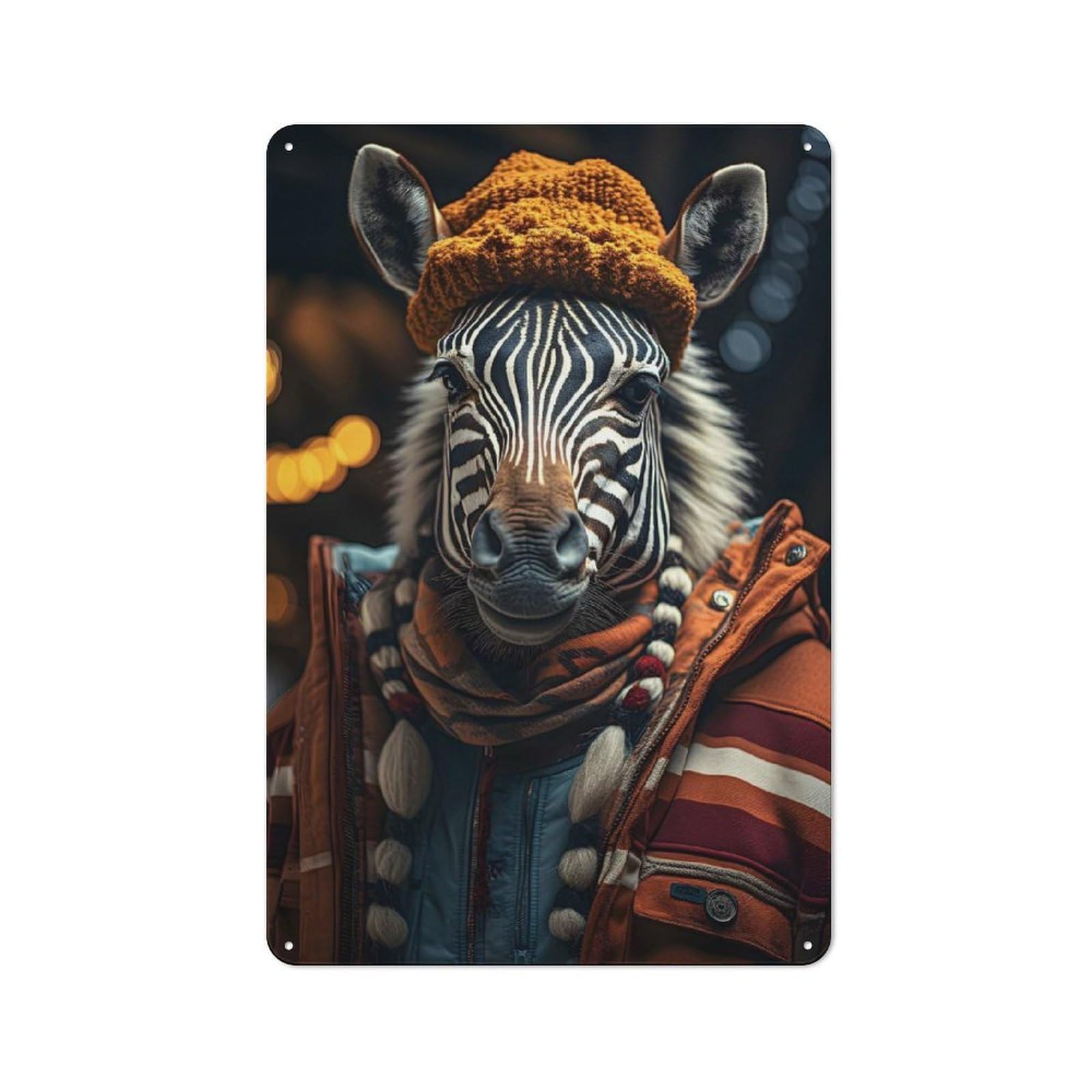 Junmoney Zebras Striped Cheer Retro Metal Plaque 30X20cm Featuring For Garage Wall, A Winter Wall Decor Update For Workshop Decor Fans