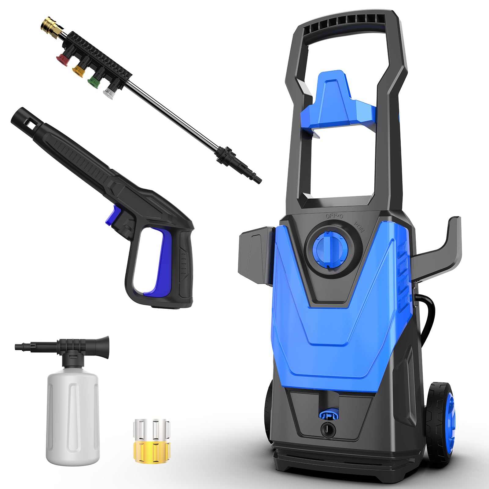 Electric Pressure Washer - 4200PSI Max 2.8GPM Power Washer Electric Powered with 20FT Hose, 4 Nozzles, Foam Cannon, High Pressure Cleaner Machine for Cars, Patios, Driveways,Blue