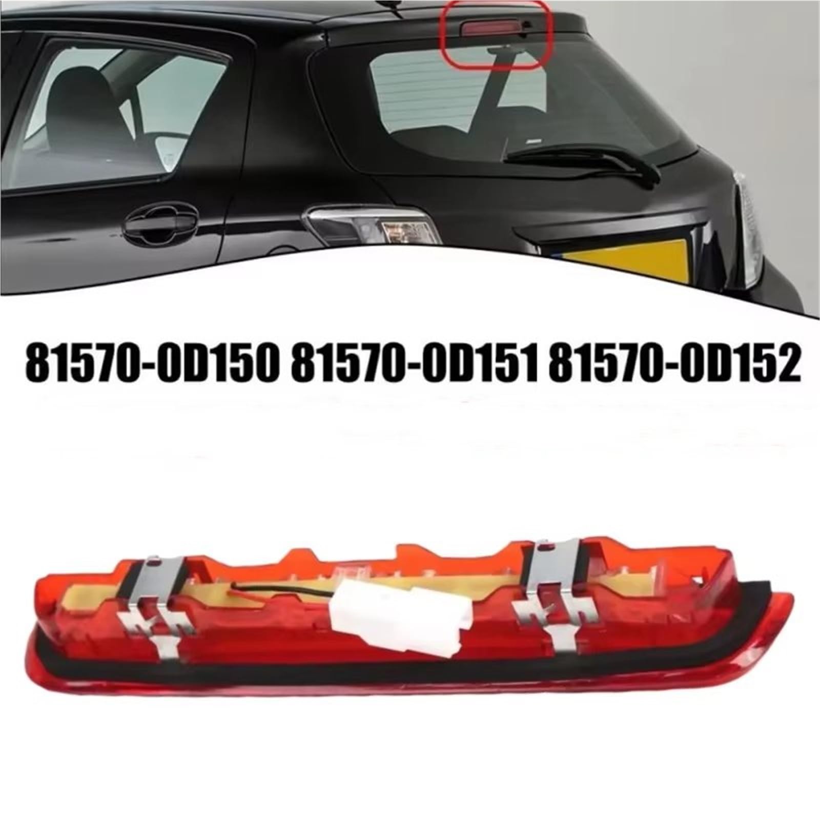 Tercera Luz De Freno Compatible Con Toyota Para Yaris 2012 2013 2014 2015 2016 2017 2018 2019 2020 Tercera Lámpara Freno Señal Montaje Para Alto Nivel