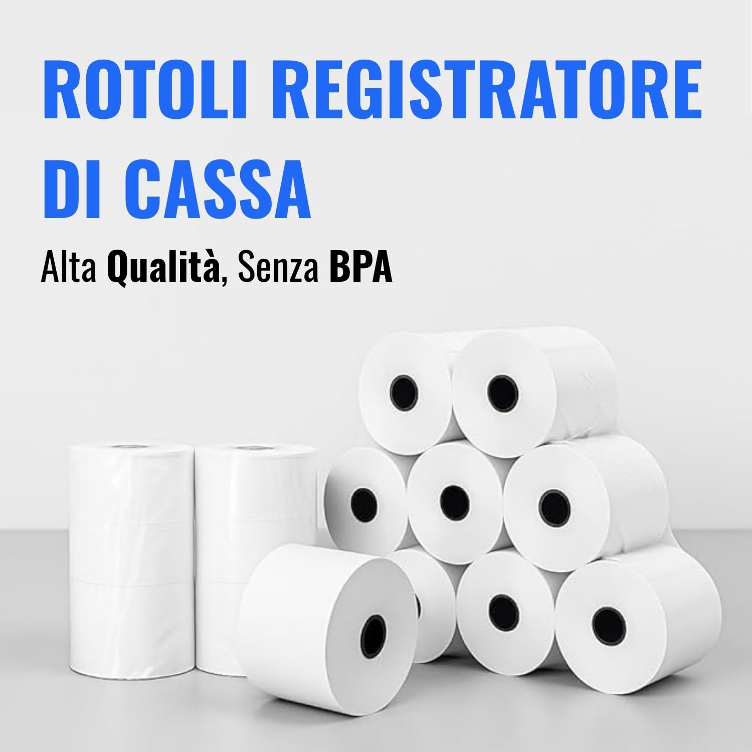 Rotoli Carta Termica 57 mm x 35 m, 55 g/m², Senza BPA, Confezione da 60, Compatibili con POS, Registratori di Cassa, Lettori Carte e Stampanti Termiche, Ricevute, Scontrini, Rotolini
