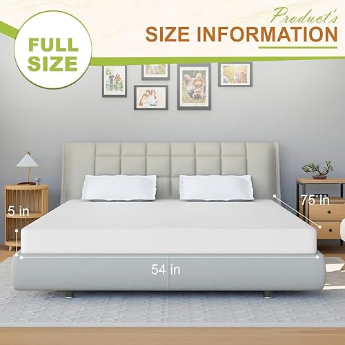 Miniatura 2 de Colchón matrimonial de espuma viscoelástica de gel de 5 pulgadas con certificado CertiPUR-US, alivia la presión, espuma de gel refrescante, 75