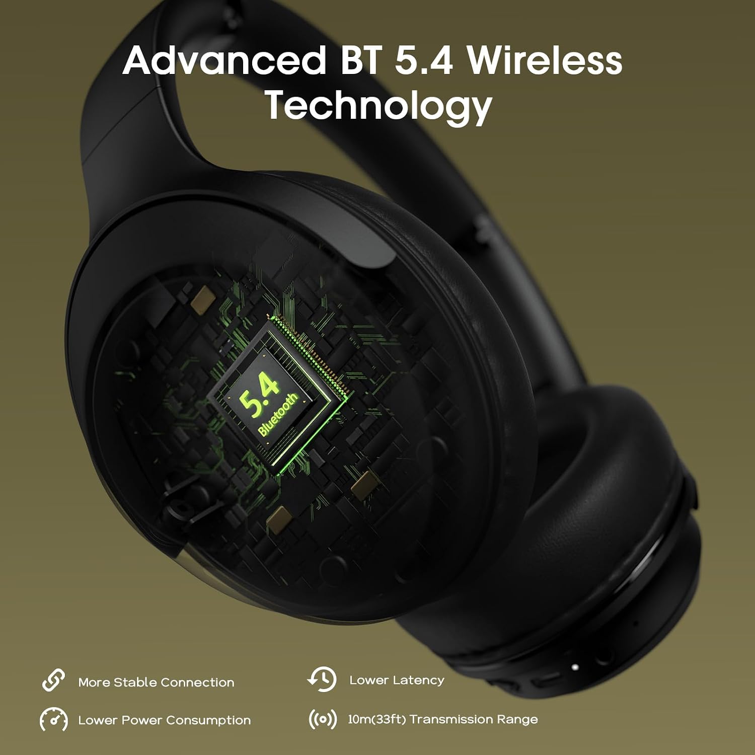 DOQAUS Bluetooth Headphones Over The Ear Wireless, 70H Playtime, 3 EQ Modes, HiFi Stereo with Deep Bass, Memory Foam Comfort for Travel, Gym, Workout, Phone, PC Stocking Stuffers