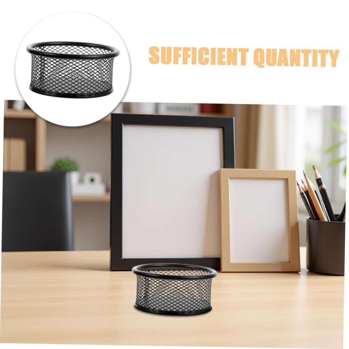 Housoutil 10pezzi Porta Graffette in Rete Metal Organizer per Graffette da Scrivania Accessorio per Ufficio Contenitore per Raccoglitori Design Rotondo Nero Multiuso per Aule Scolastiche