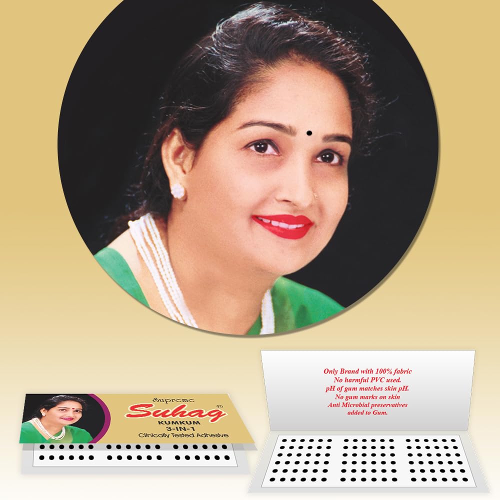 Suhag Kumkum Forehead Black Bindi Box of 15 Flaps Bindis (Size-11,Dia-1.5mm)-image-46