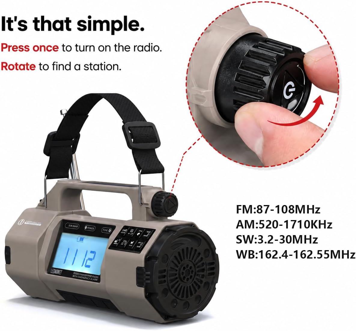 NOAA Weather Radio Emergency Radio with Hand Crank & Solar Charging