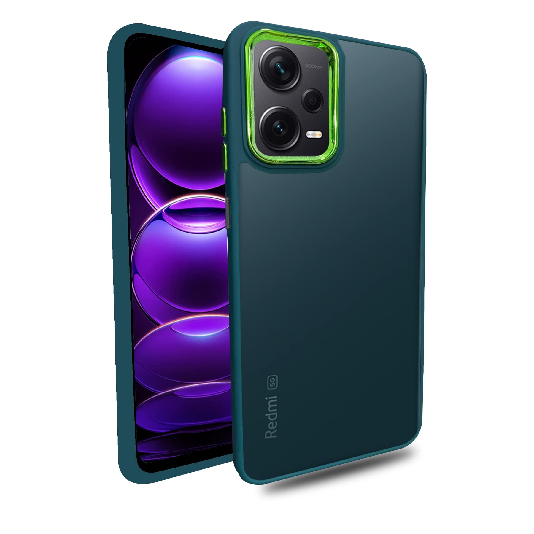 A rtistque Frosted Translucent Back Cover Case for Mi Redmi Note 12 Pro Plus 5G | Electroplated Chrome Ring | Raised Camera Edges for Protection | Smooth Sides TPU - Green (B0C4F6QP7P) Amazon Price History, Amazon Price Tracker