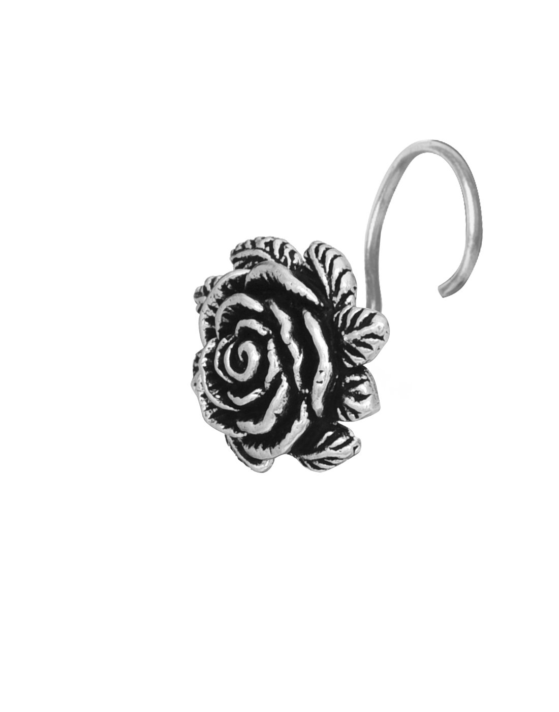 Abhooshan Big Oxidized Flower Nose Pin with wire in 92.5 Silver for women and Girls. Piercing Required (B07DTG66KP) Amazon Price History, Amazon Price Tracker