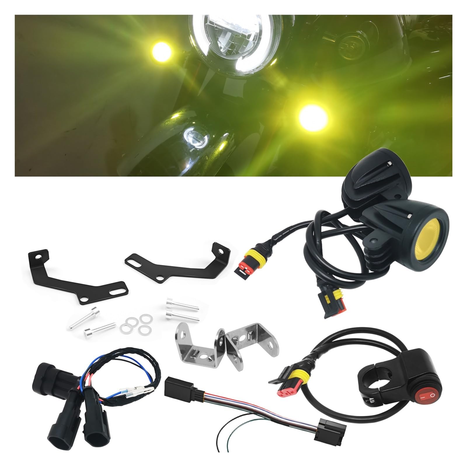 Moto LED Faro Per Monkey 125 Z125M Z125MA Z125MK | Per kit luce ausiliaria a LED con kit cavi(Warm white)