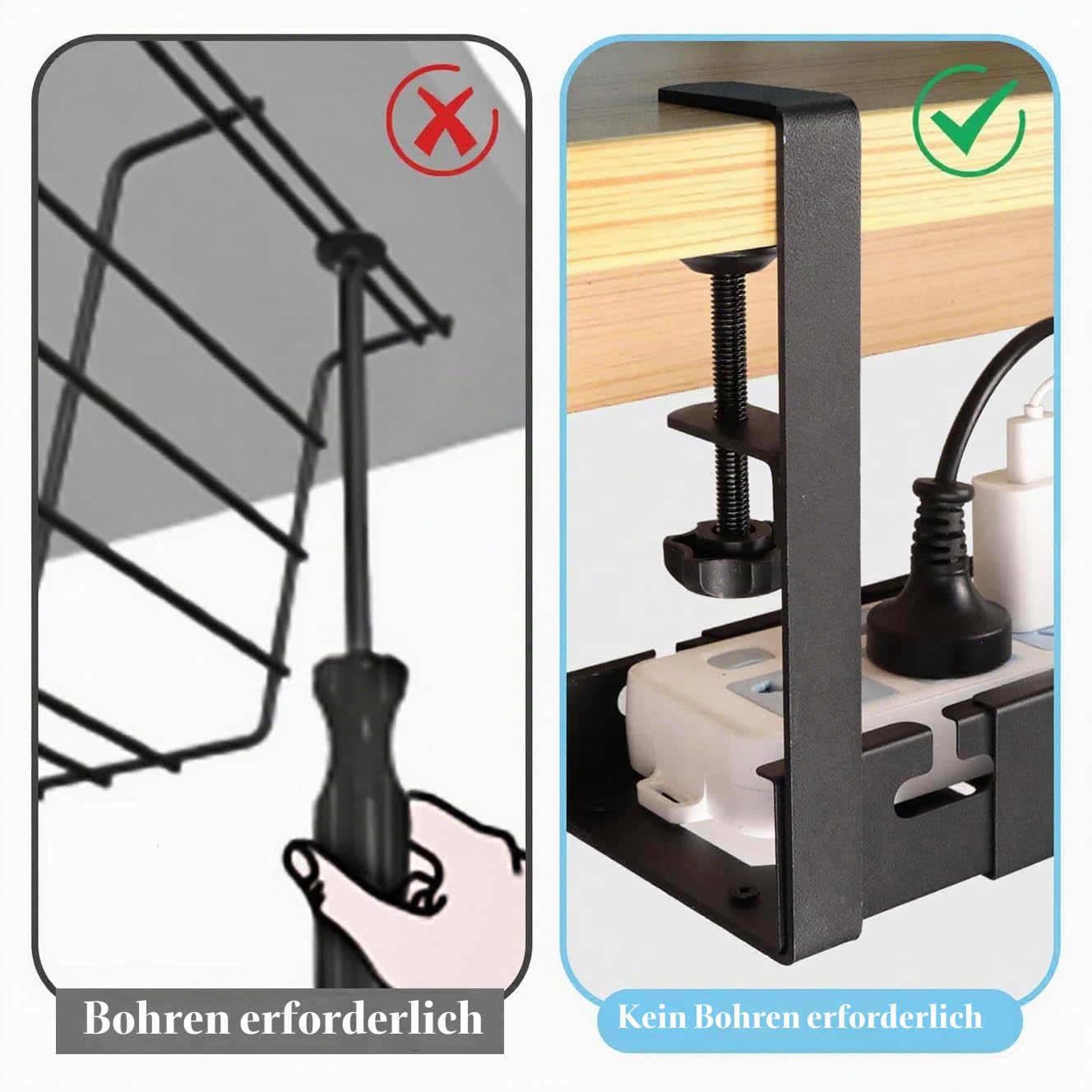 Kabelkanal Schreibtisch Einziehbar 29-55cm, Kabelwanne Management Büro | Kabelmanagement, Ohne Bohren, Verstellbar, Für Büro