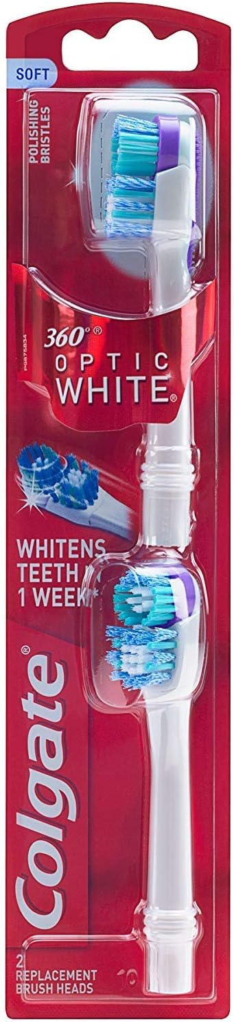 Colgate 360 Degree Optic White Replacement Brush Heads, Soft, 2 Heads (Pack of 2)