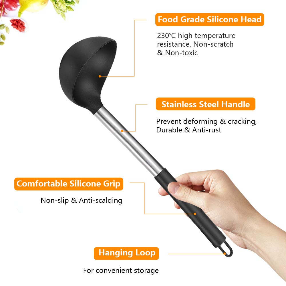 14-teiliges Küchenhelfer-Set mit Halter, Silikon-Kochutensilien-Set, hitzebeständig, antihaftbeschichtet, ungiftiges Silikon und Edelstahl, Küchenutensilien, beste Küchenhelfer, Gadgets
