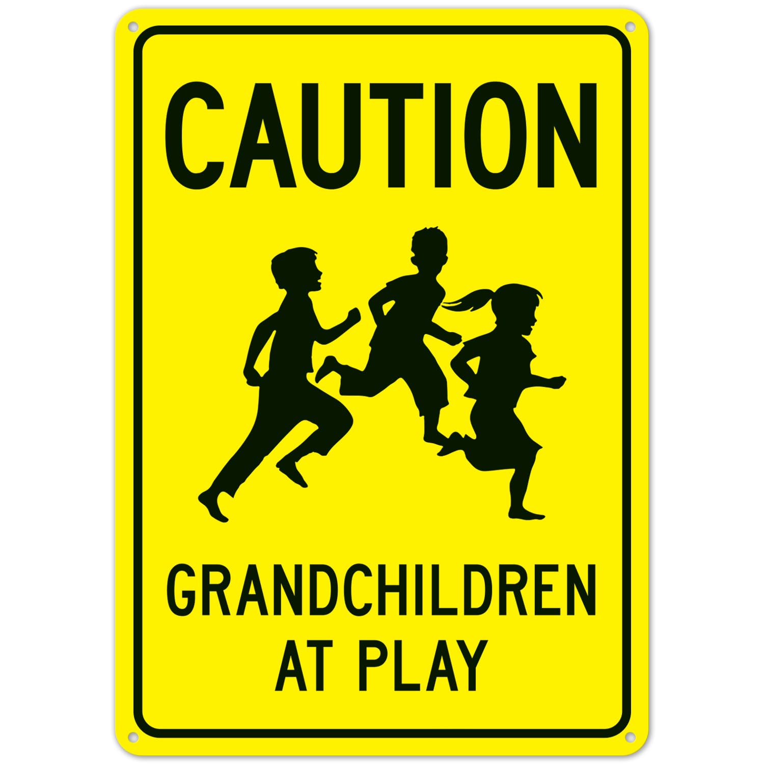 Caution Grandchildren At Play Sign NO.21655 Metal Tin Sign 12x16 Inch – Clear Warning for Home & Business Use