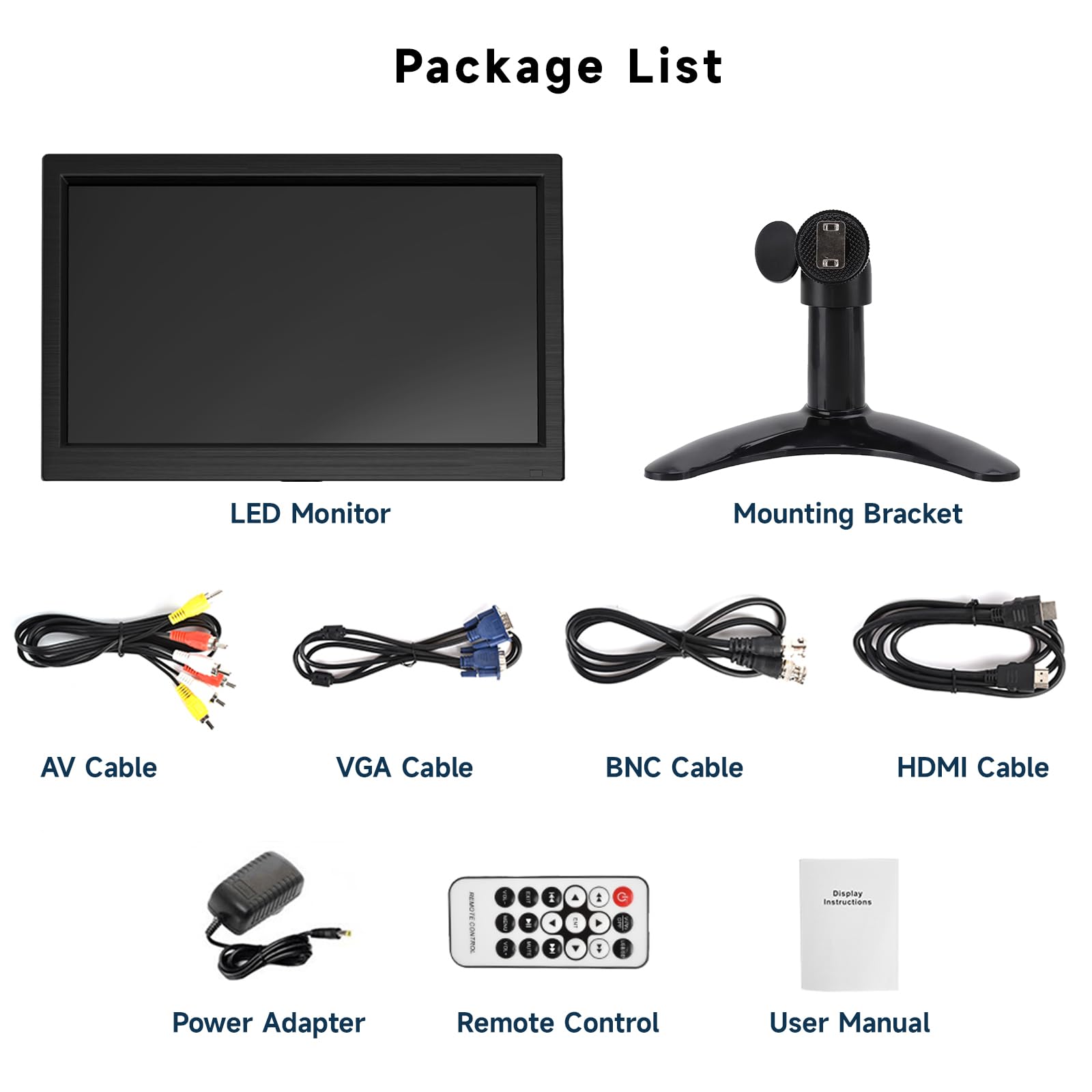 podofo Tragbarer 11,6-Zoll Monitor 1920 * 1080P HD LCD, Mini Monitor für PC, Überwachung, Computer, Raspberry Pi mit HDMI/VGA/BNC/AV/Eingebauter Lautsprecher/VESA, 12-24V
