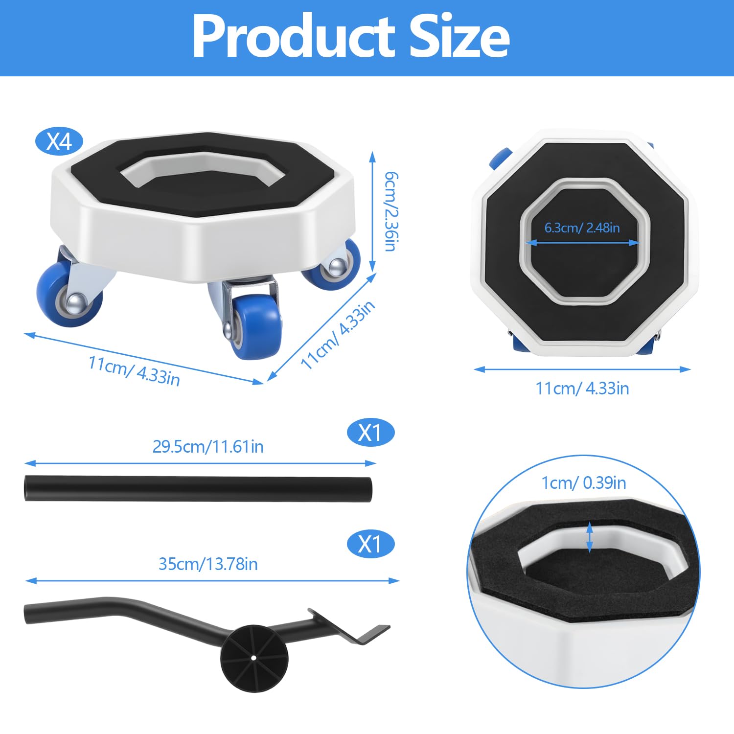 Set de 6 Ruedas para Muebles con 4 Ruedas para Muebles Pesados 1 Dispositivo de Elevación 1 Barra Extensible 360°Giratorias Alta Capacidad de Carga Antideslizante para Furniture Mover
