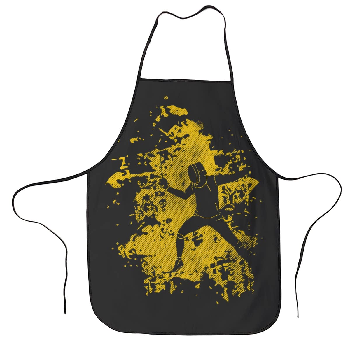 Lsjuee Fencing Silhouette BBQ Grill Aprons for Men&Women- Funny Aprons for Mom Dad Friend Professional Cooking Apron One Size Fits All Best for Cooking Baking Gardening Grilling