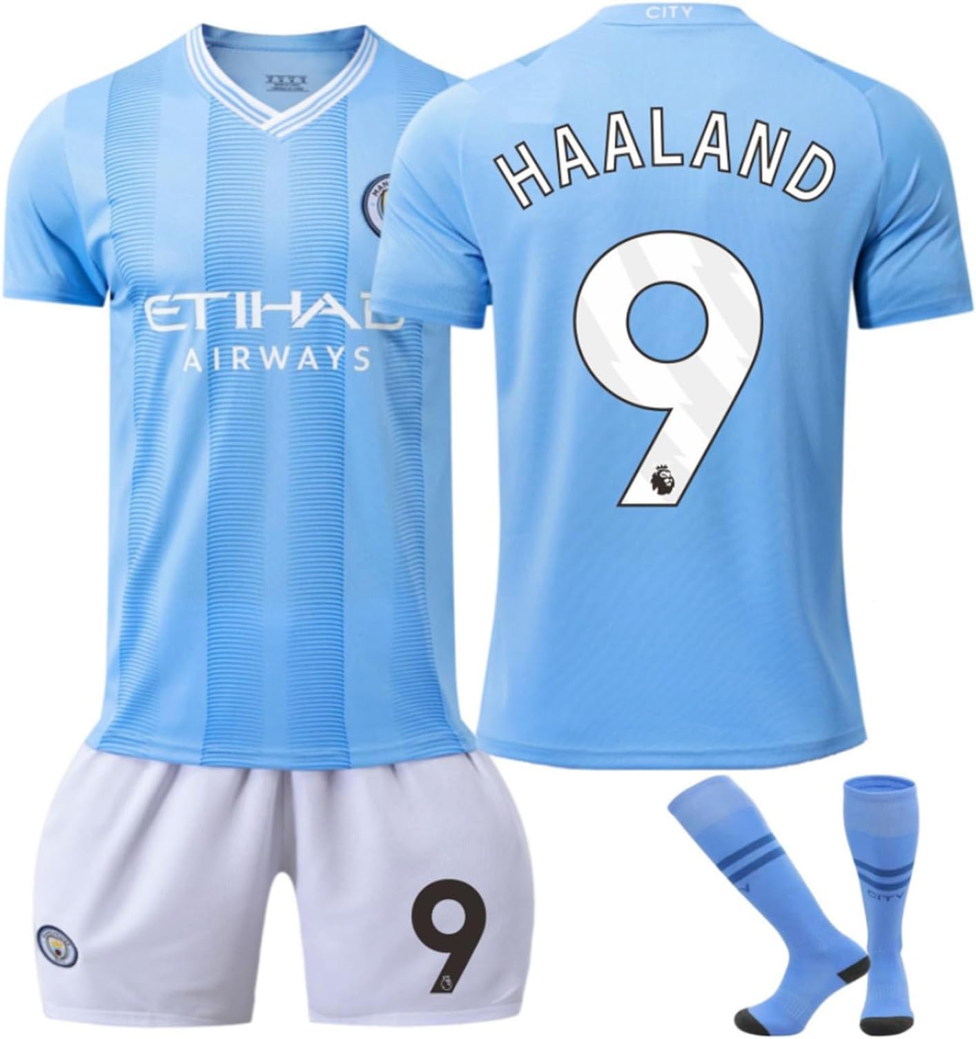 VUCATINFootball Jersey for Kids Set, #9 Kids Football Jersey 2023/2024 New Season Manchester Away Kids Socks Football Shorts Kit Gift Set