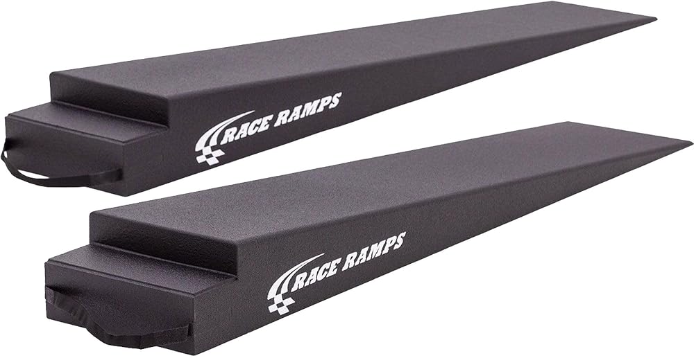 Race Ramps 7in Portable Trailer Ramp, Lightweight & Non-Scratch, 2-Pack | Automotive Platform for Trailer Loading, Vehicle Maintenance, Display and Oil Changes, Non-Marring for Garage Use