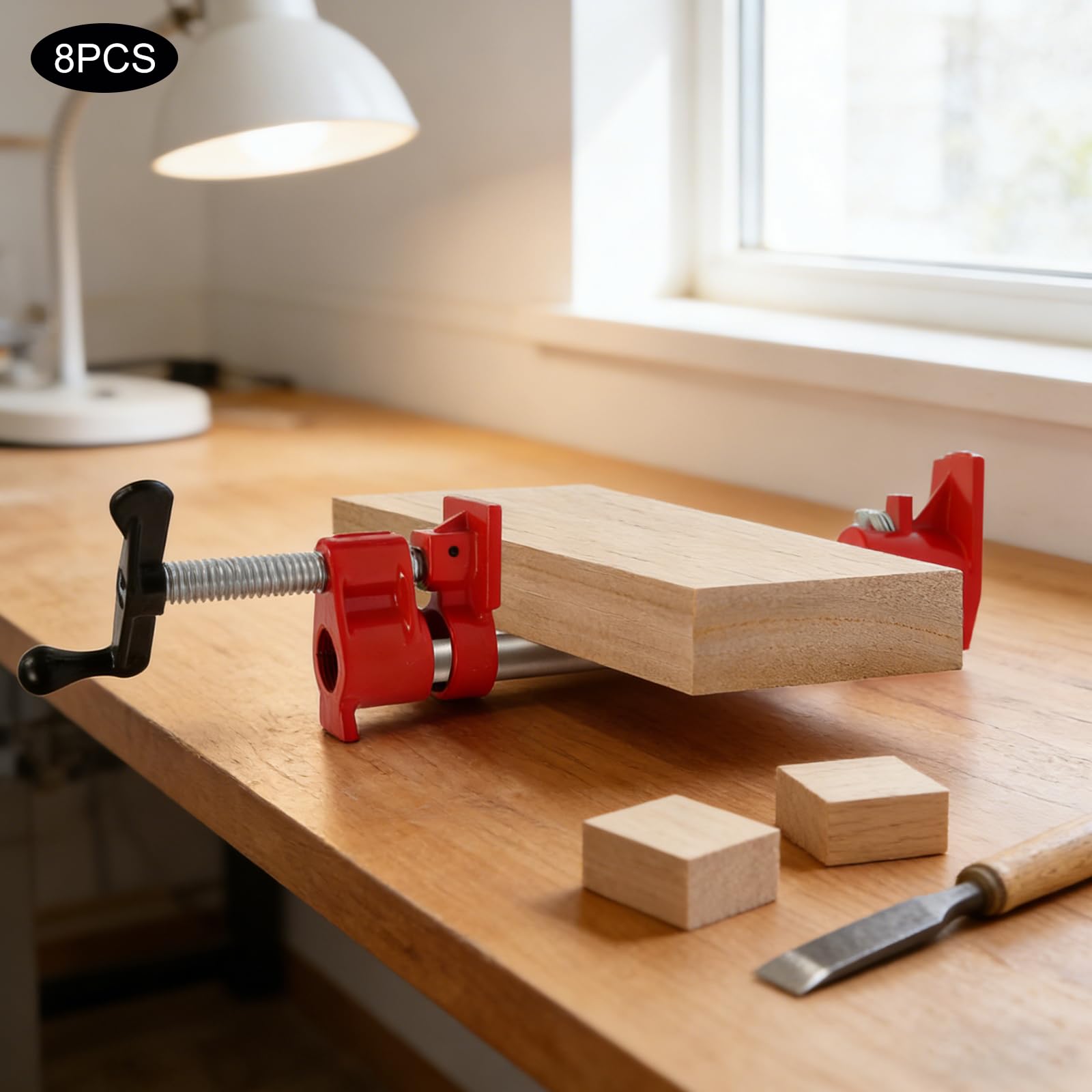 Rohrschraubzwinge 3/4 Zoll 8 Stück Holzbearbeitung Klemme, Rohrzwingen Schnellspanner für Rohr und Schlauch, Ideal für Werkstatt und DIY