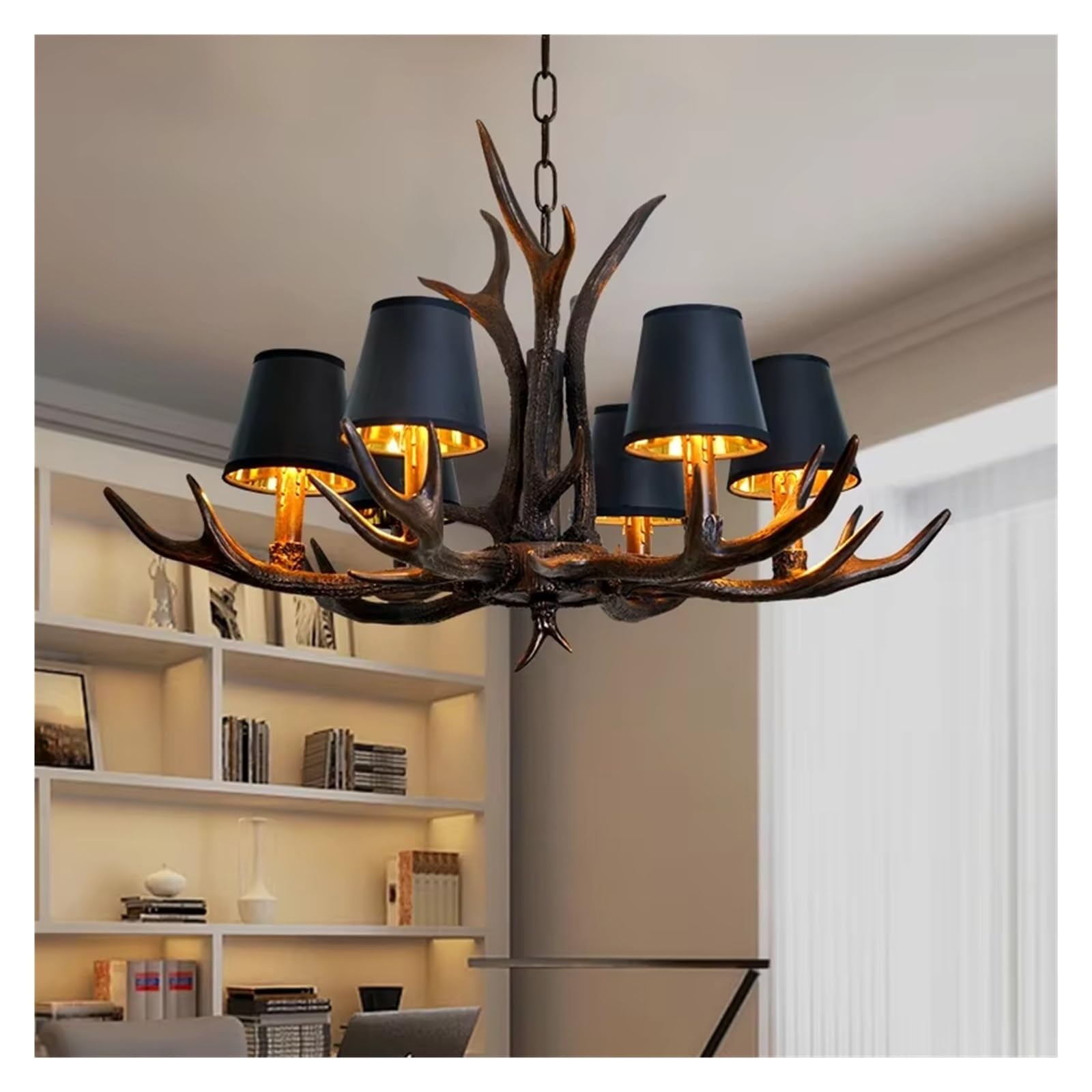 Retro Antlers LED Chandelier Table Dining Living Room Kitchen Accesorie Pendant Lamp Home Decor Interior Lighting Lustre Fixture