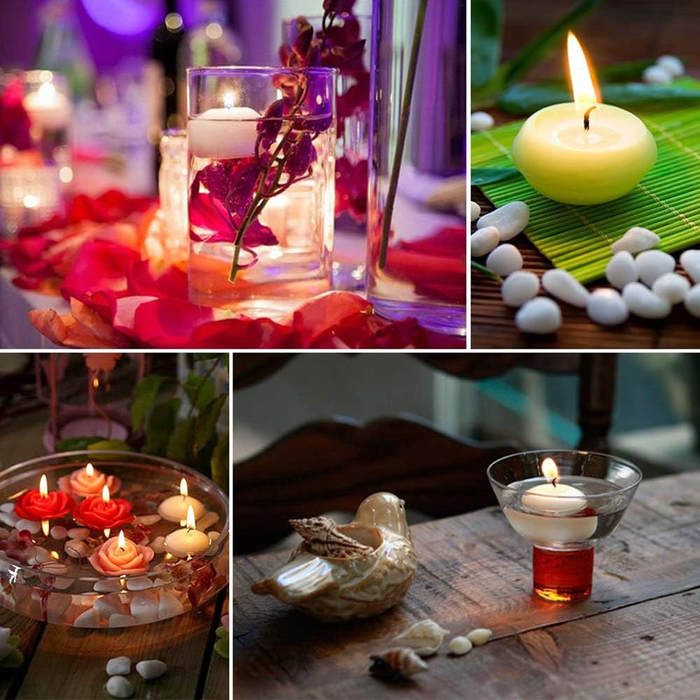 T-shin Floating Candles,Classic Unscented Tealight Shape Candles with 100PCS Silk Rose Petals,Mini Candle Discs for Weddings,Anniversaries,Birthdays,Home Decoration,Spa,Relaxation,10PACK (Pink)