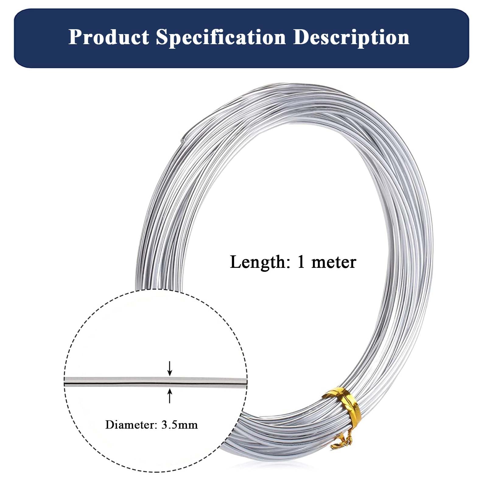 WSYCWG High Purity Aluminum Wire Length 1 Meter, 99.99% Pure Aluminum Metal Suitable for Industrial Manufacturing Scientific,Diameter 3.5mm
