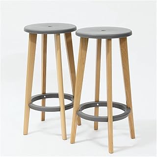 Krzesła barowe stołki barowe 2 szt. Okrągłe siedzenia Counter stołki Biała Stalowa Rama Drewniane Siedzenie Metalowe Bar Stołek Stołowy Mini Bar Krzesło stołowe do mebli kuchennych by QILIYING