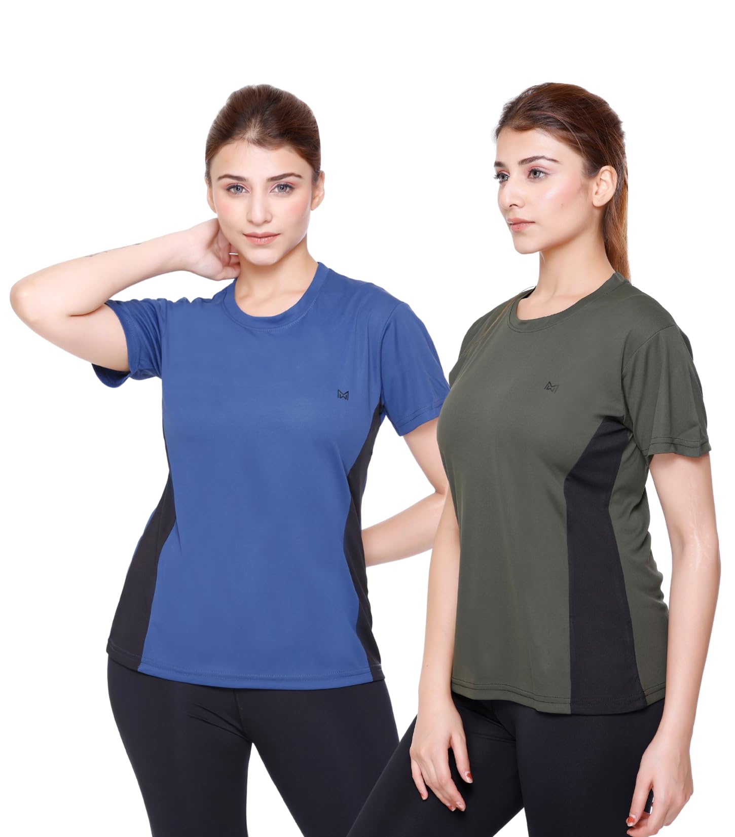 White MoonWomen's Dry-Fit Gym T-Shirt Combo (Pack of 2) | Breathable & Moisture-Wicking Workout Tops | Half Sleeve Round Neck Activewear for Women | Ideal for Gym, Yoga, and Running Workouts